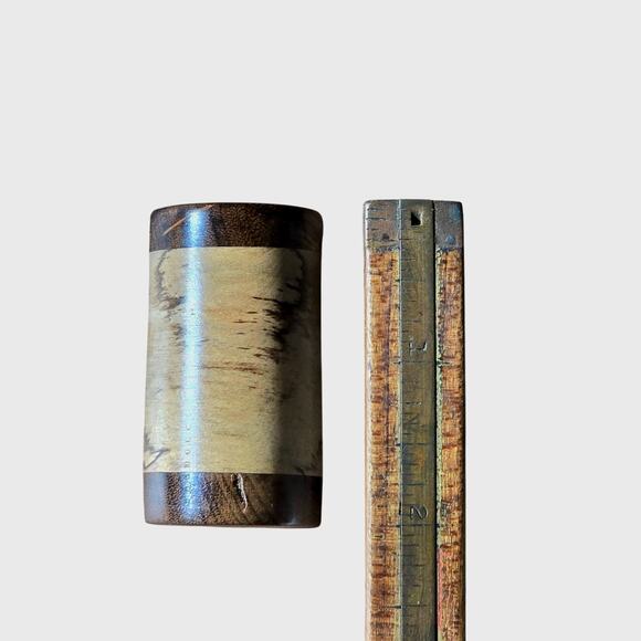 Handmade Toothpick Holder of Marquetry Pieced and Turned Wood - Picture 8 of 9